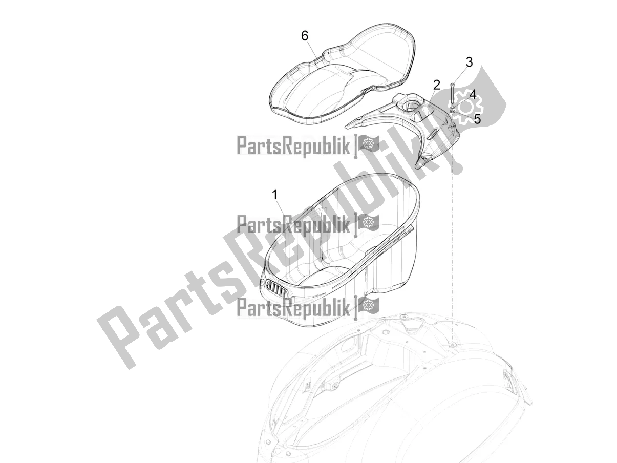 All parts for the Helmet Huosing - Undersaddle of the Vespa GTV 300 HPE SEI Giorni IE ABS Apac 2022