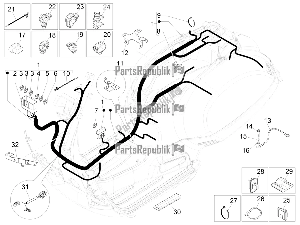 Toutes les pièces pour le Faisceau De Câbles Principal du Vespa GTV 300 HPE SEI Giorni IE ABS Apac 2022