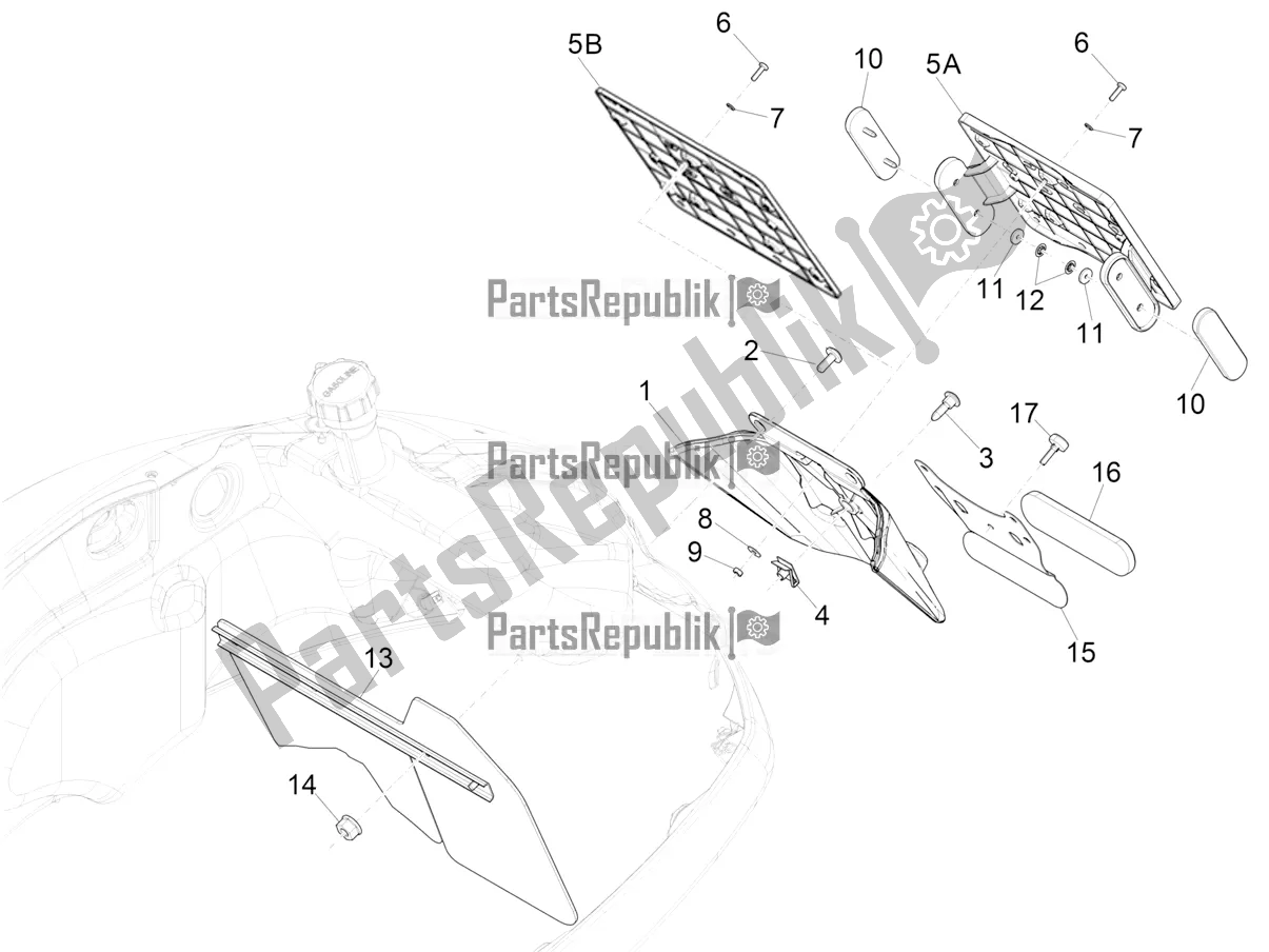 All parts for the Rear Cover - Splash Guard of the Vespa GTV 300 HPE SEI Giorni IE ABS Apac 2022