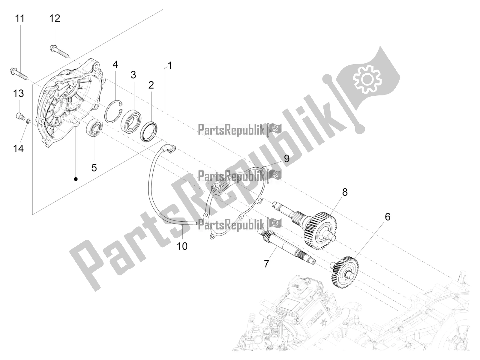 Tutte le parti per il Unità Di Riduzione del Vespa GTV 300 HPE SEI Giorni IE ABS Apac 2022