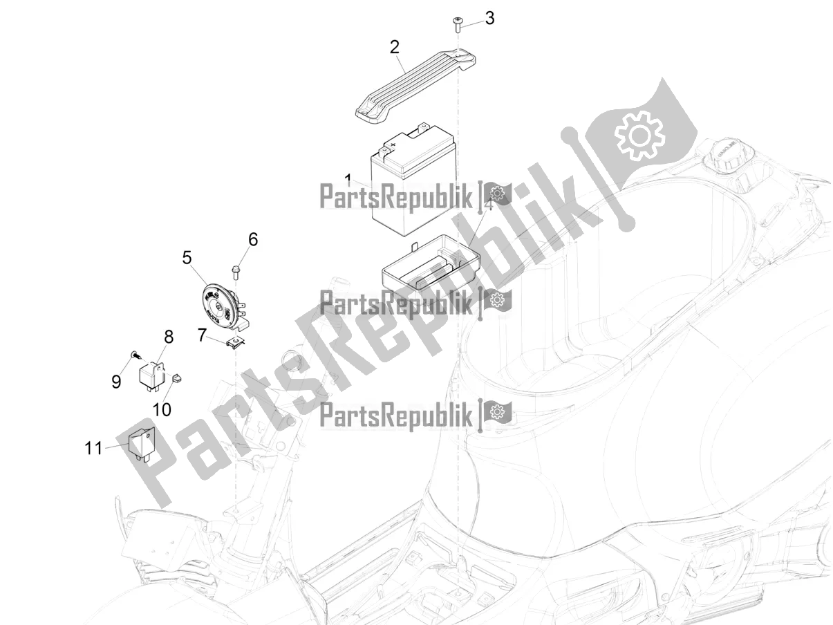 All parts for the Remote Control Switches - Battery - Horn of the Vespa GTV 300 HPE SEI Giorni IE ABS Apac 2022