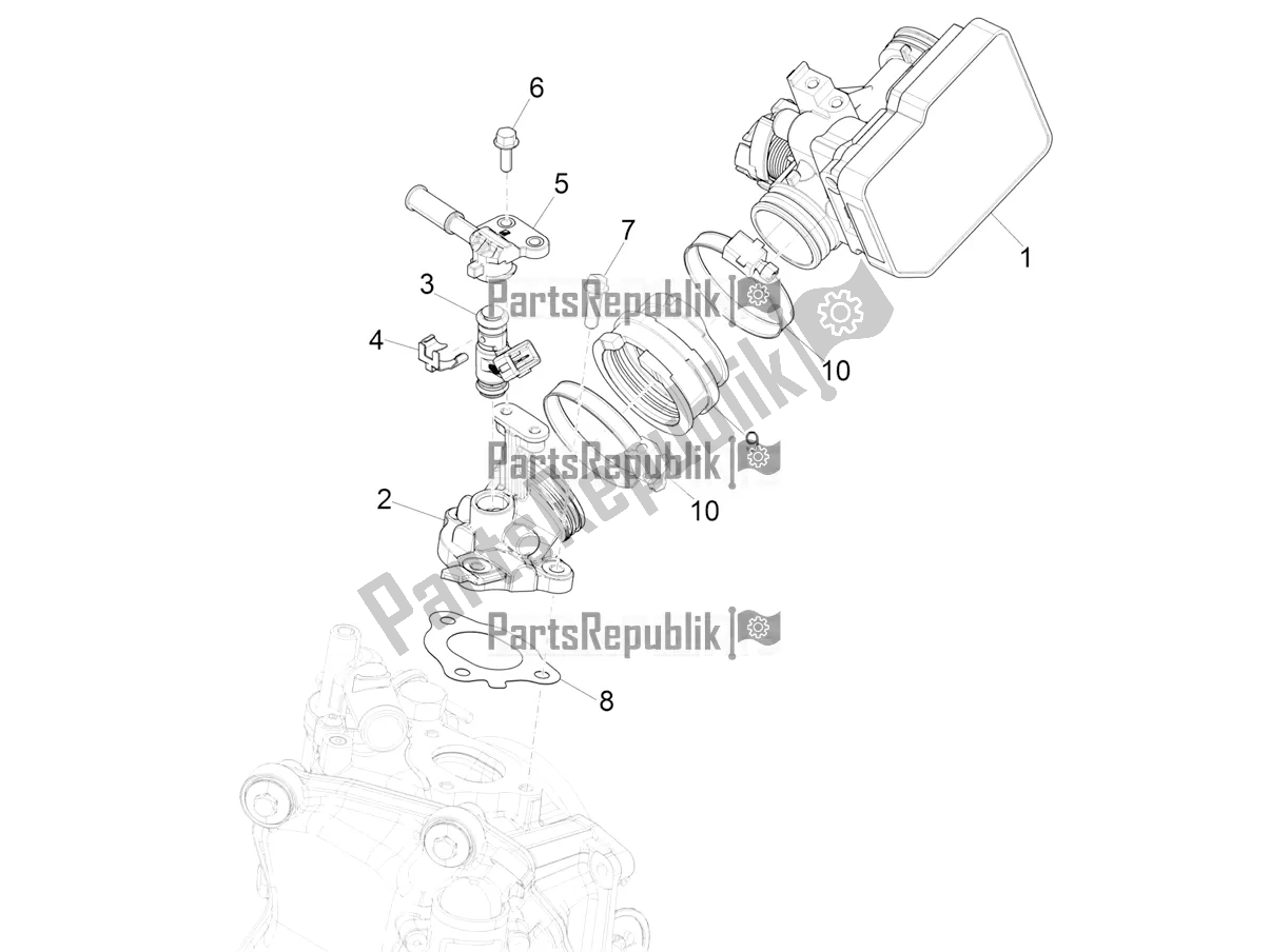 Todas as partes de Throttle Body - Injector - Induction Joint do Vespa GTV 300 HPE SEI Giorni IE ABS Apac 2022