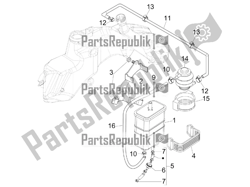 Toutes les pièces pour le Système Anti-percolation du Vespa GTV 300 HPE SEI Giorni IE ABS E4 2019