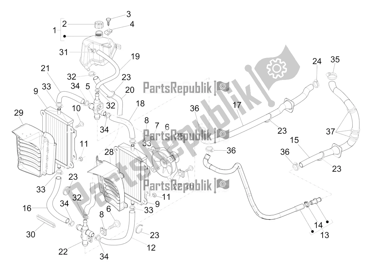 Todas las partes para Sistema De Refrigeración de Vespa GTV 300 HPE SEI Giorni IE ABS E4 2019