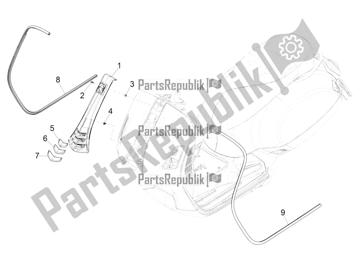 Todas las partes para Escudo Delantero de Vespa GTV 300 HPE SEI Giorni IE ABS E4 2019