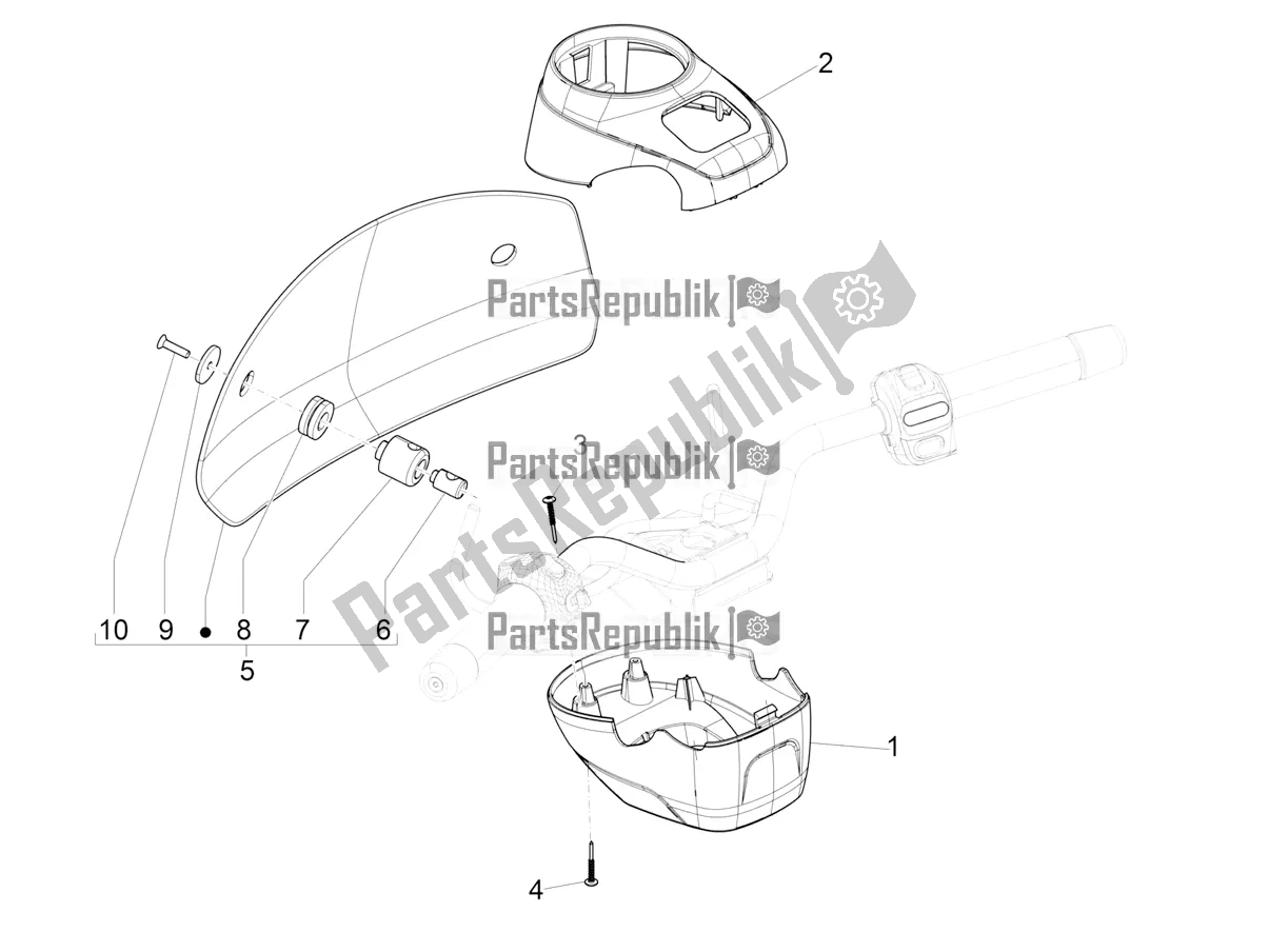 Toutes les pièces pour le Couvertures De Guidon du Vespa GTV 300 HPE SEI Giorni IE ABS E4 2019