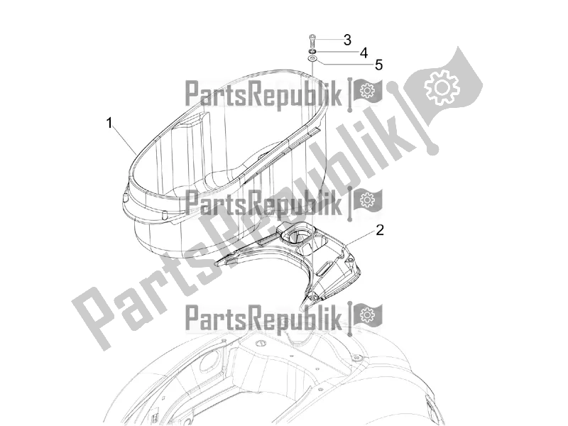 Todas las partes para Carcasa Del Casco - Debajo Del Sillín de Vespa GTV 300 HPE SEI Giorni IE ABS E4 2019