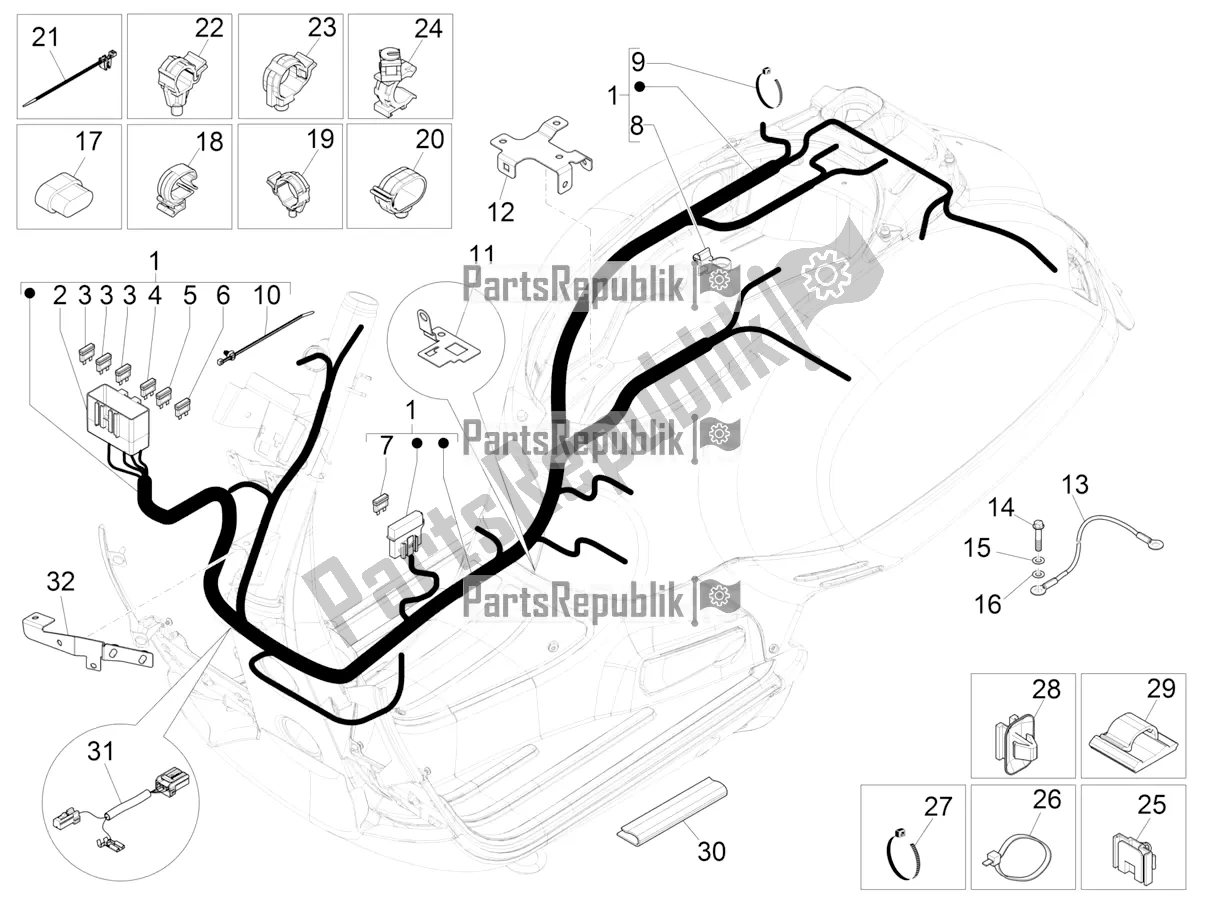 Toutes les pièces pour le Faisceau De Câbles Principal du Vespa GTV 300 HPE SEI Giorni IE ABS E4 2019