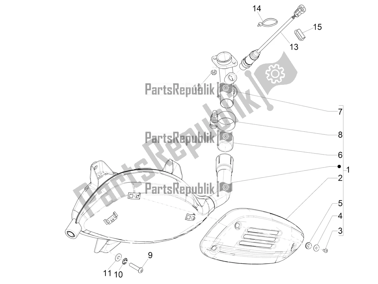All parts for the Silencer of the Vespa GTV 300 HPE SEI Giorni IE ABS E4 2019
