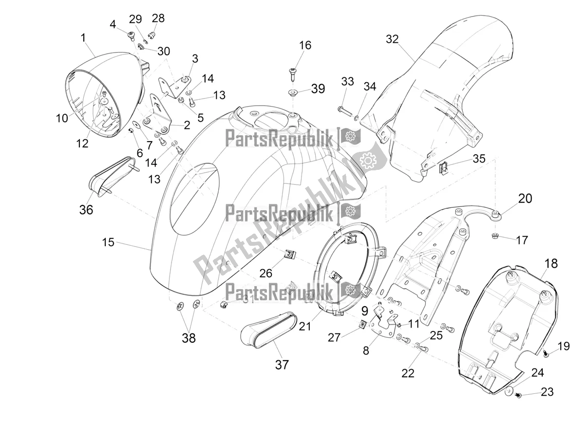 Toutes les pièces pour le Logement De Roue - Garde-boue du Vespa GTV 300 HPE SEI Giorni IE ABS E4 2019