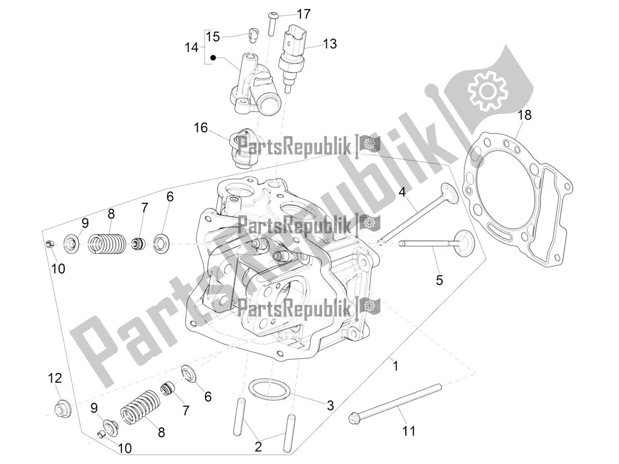 All parts for the Cylinder Head Unit - Valve of the Vespa GTV 300 HPE SEI Giorni IE ABS E4 2020