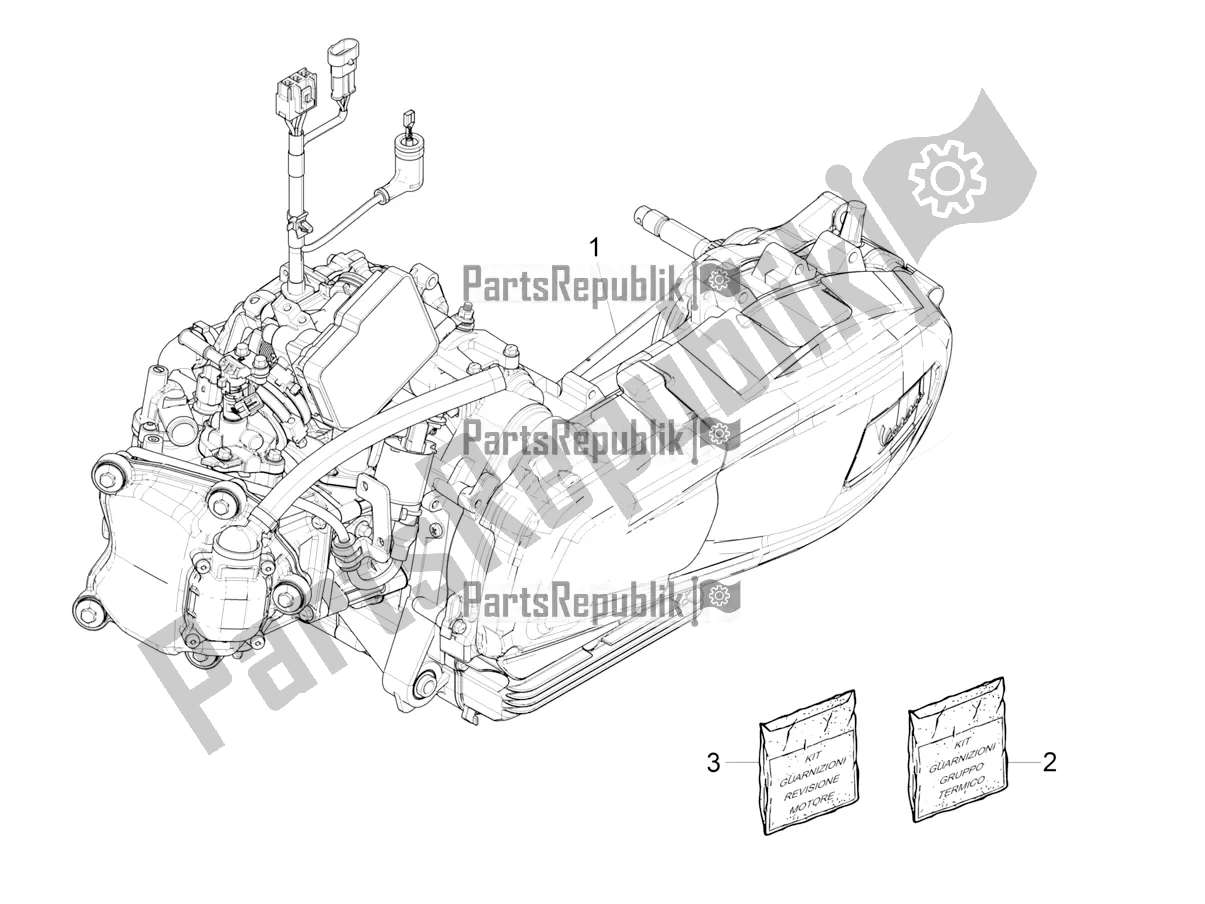 Toutes les pièces pour le Moteur, Assemblage du Vespa GTV 300 HPE SEI Giorni IE ABS E4 2020