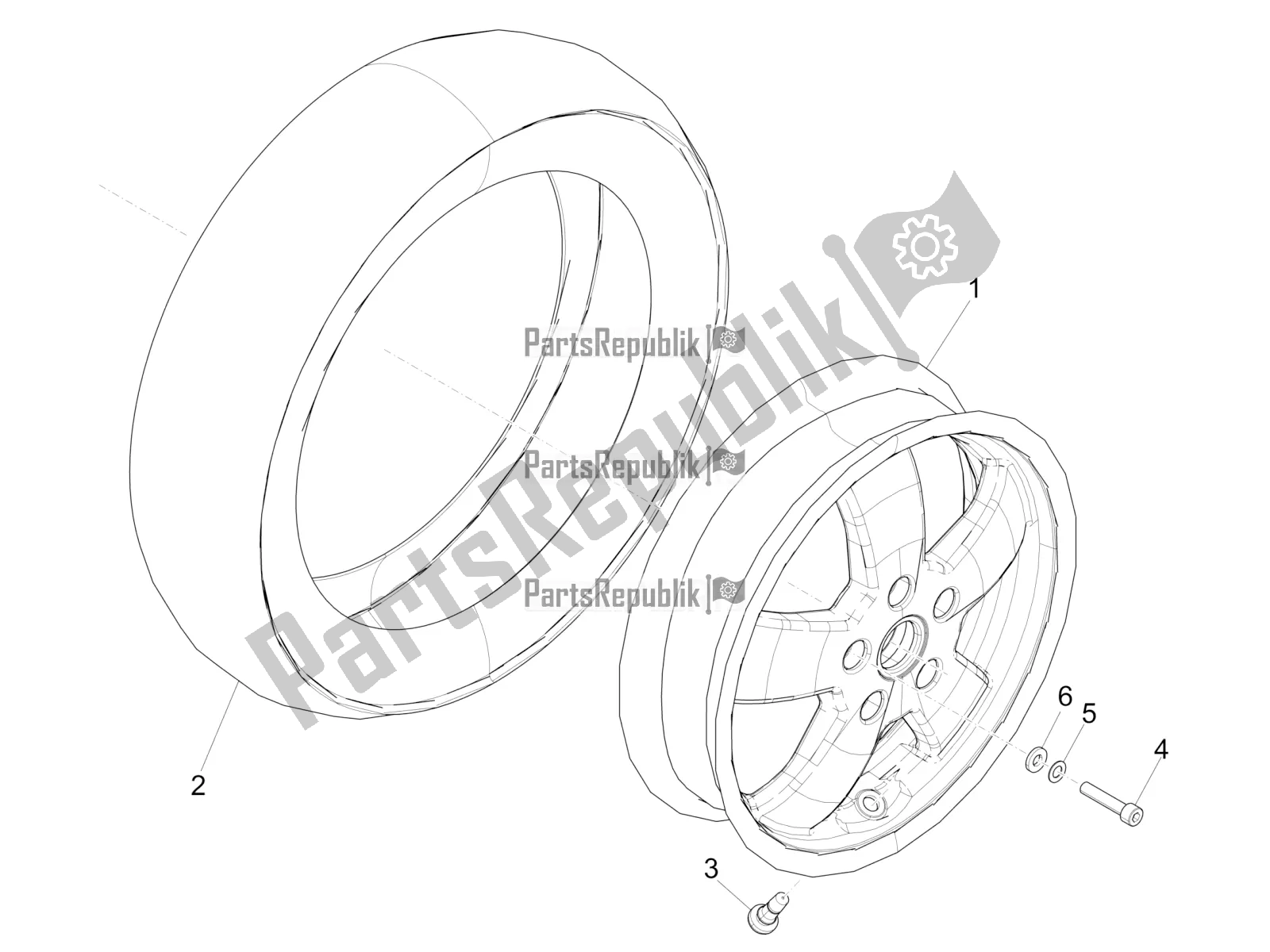 Toutes les pièces pour le Roue Avant du Vespa GTV 300 HPE SEI Giorni IE ABS E4 2020