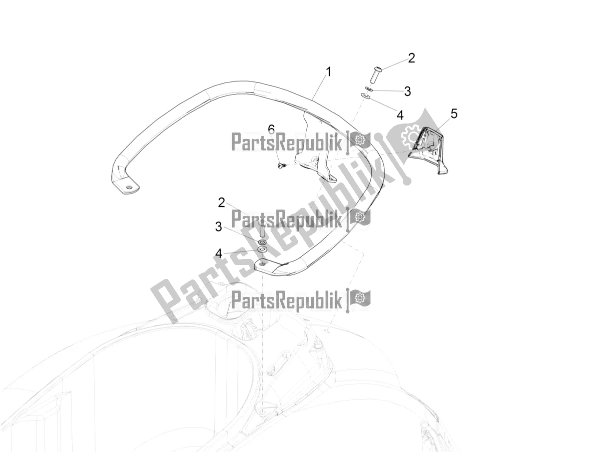 Toutes les pièces pour le Porte-bagages Arrière du Vespa GTV 300 HPE SEI Giorni IE ABS E4 2020