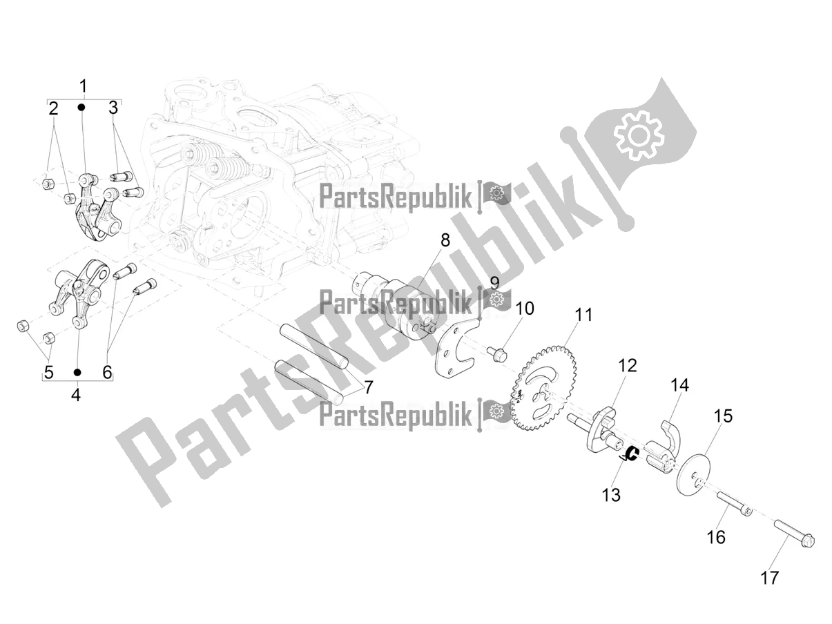 All parts for the Rocking Levers Support Unit of the Vespa GTV 300 HPE SEI Giorni IE ABS E4 2020