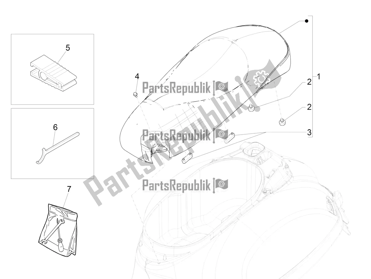 All parts for the Saddle/seats of the Vespa GTV 300 HPE SEI Giorni IE ABS E4 2020