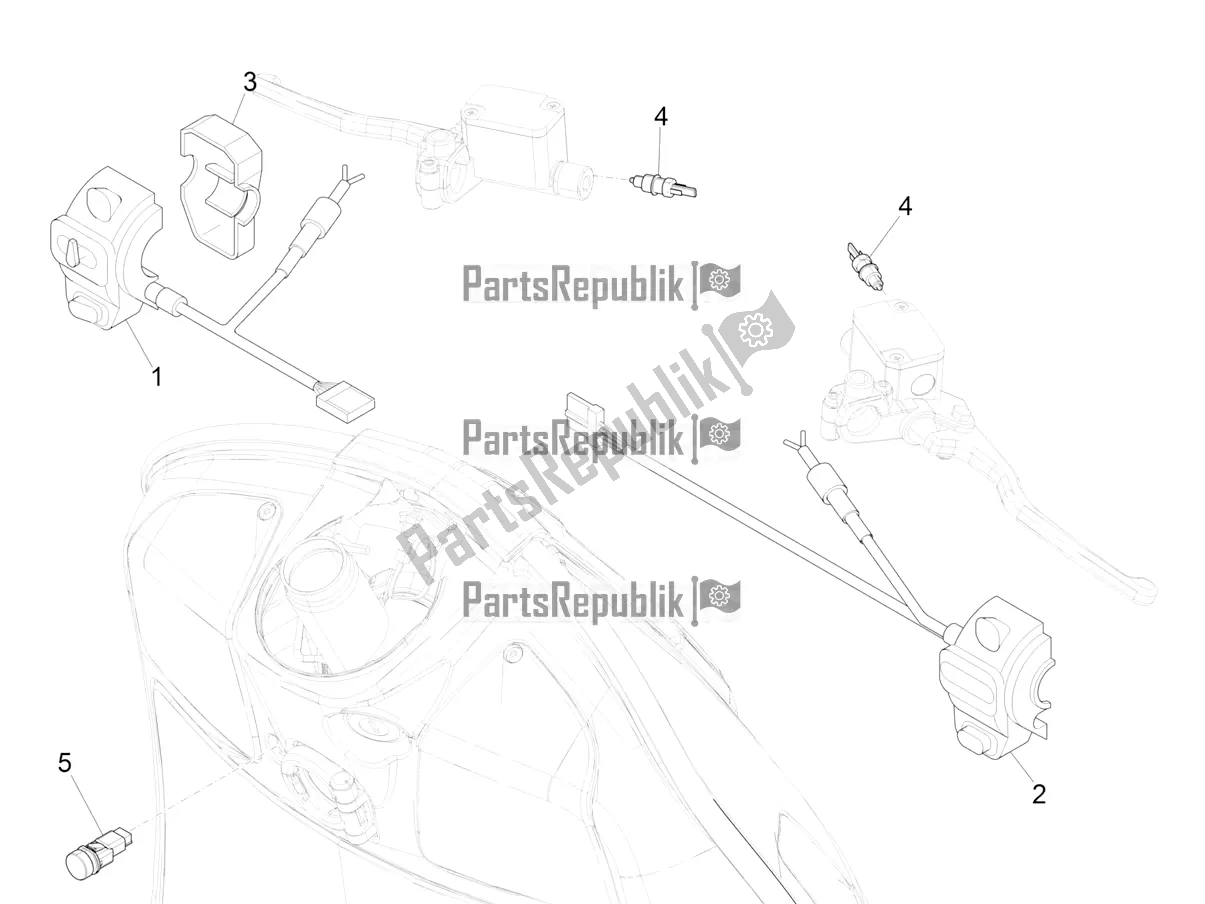 Tutte le parti per il Selettori - Interruttori - Pulsanti del Vespa GTV 300 HPE SEI Giorni IE ABS E4 2020