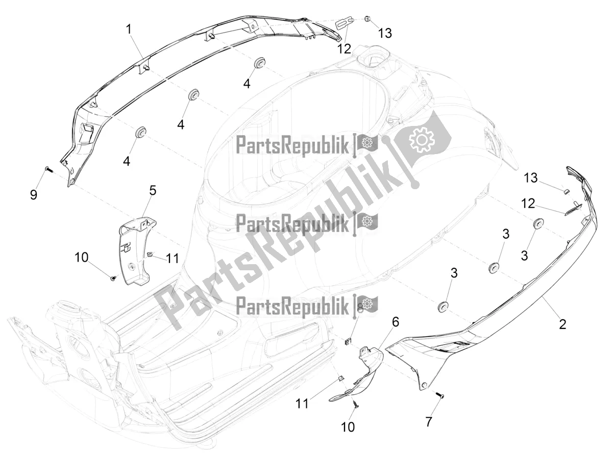 Toutes les pièces pour le Couvercle Latéral - Spoiler du Vespa GTV 300 HPE SEI Giorni IE ABS E4 2020