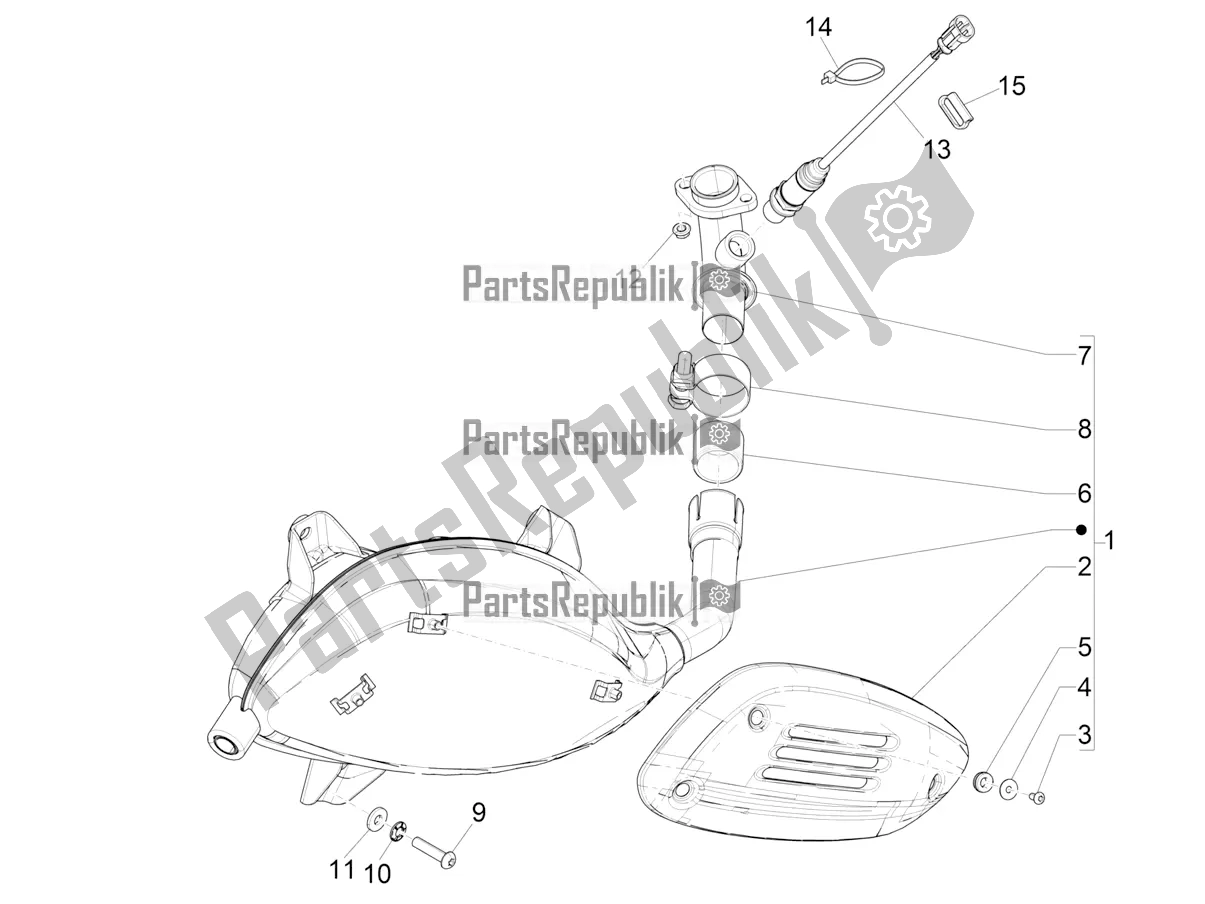 All parts for the Silencer of the Vespa GTV 300 HPE SEI Giorni IE ABS E4 2020