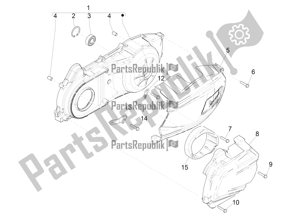 Alle onderdelen voor de Carterafdekking - Carter Koeling van de Vespa GTV 300 HPE SEI Giorni IE ABS E4 2021