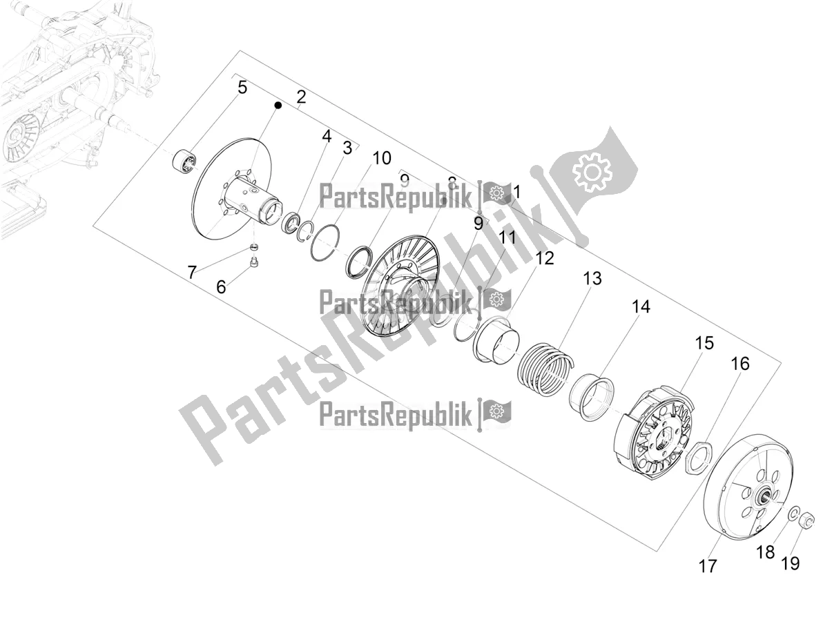 Todas las partes para Polea Conducida de Vespa GTV 300 HPE SEI Giorni IE ABS E4 2021