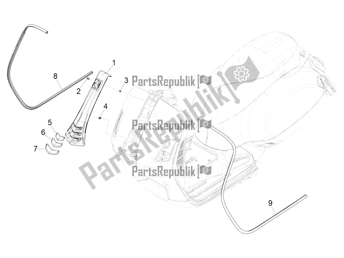 Tutte le parti per il Scudo Anteriore del Vespa GTV 300 HPE SEI Giorni IE ABS E4 2021