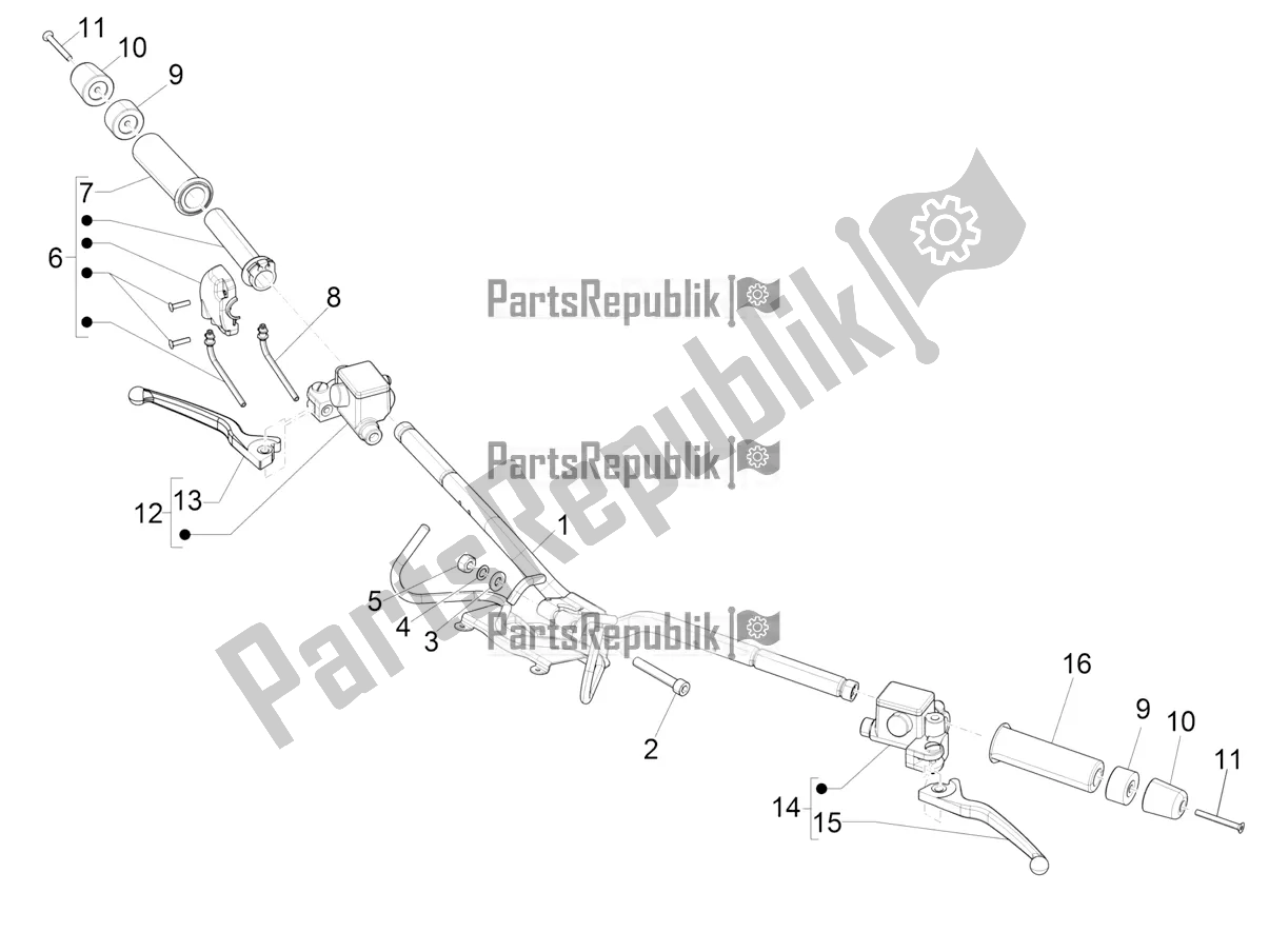 All parts for the Handlebars - Master Cil. Of the Vespa GTV 300 HPE SEI Giorni IE ABS E4 2021