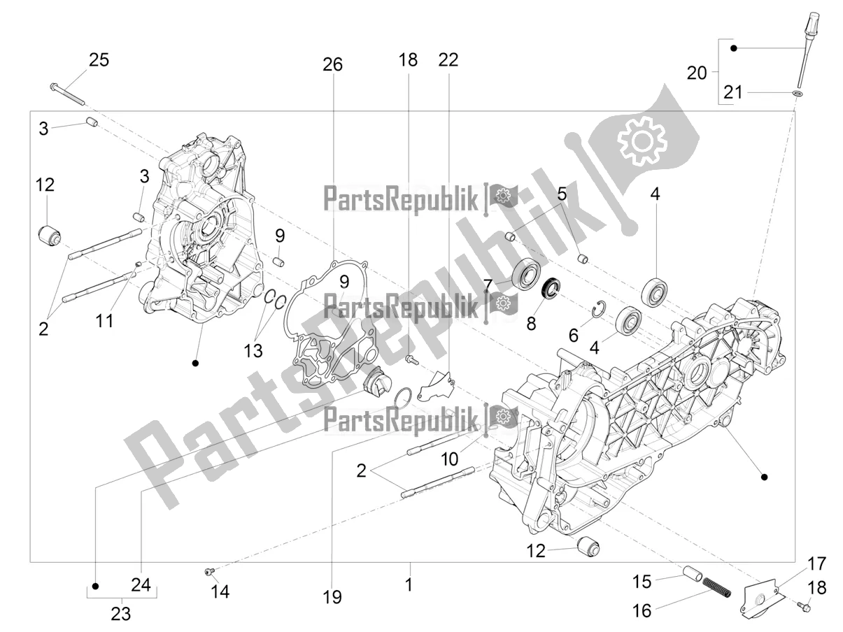 Todas as partes de Bloco Do Motor do Vespa GTV 300 HPE SEI Giorni IE ABS E5 2020