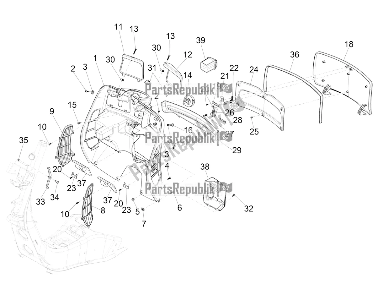 Toutes les pièces pour le Boîte à Gants Avant - Panneau De Protection Des Genoux du Vespa GTV 300 HPE SEI Giorni IE ABS E5 2020