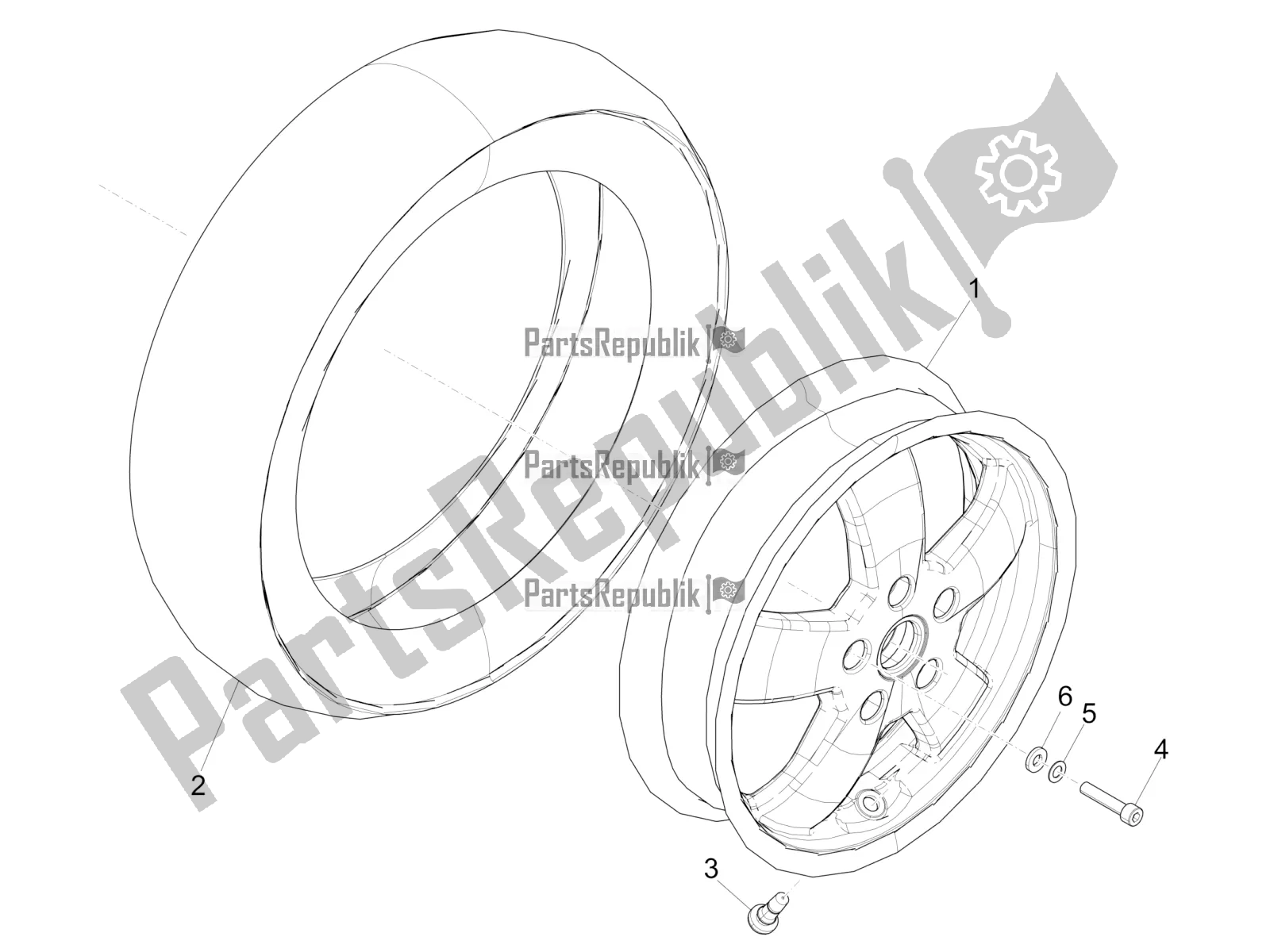 Todas las partes para Rueda Delantera de Vespa GTV 300 HPE SEI Giorni IE ABS E5 2020