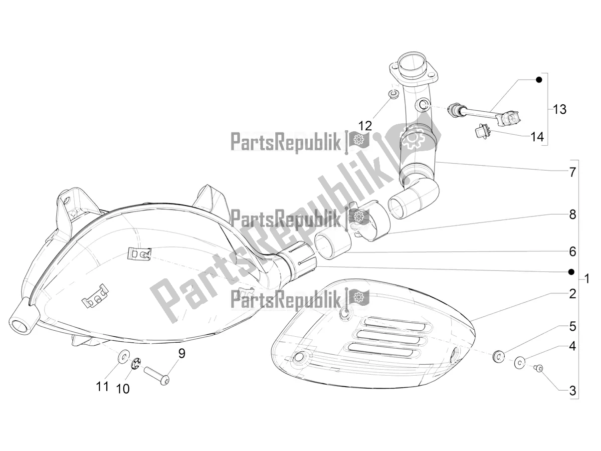 Toutes les pièces pour le Silencieux du Vespa GTV 300 HPE SEI Giorni IE ABS E5 2020