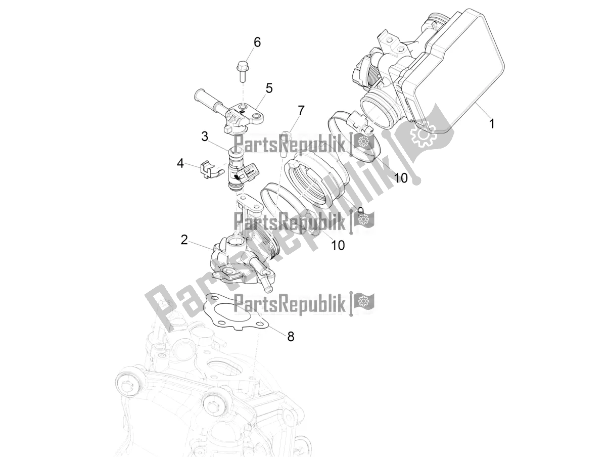 Todas as partes de Throttle Body - Injector - Induction Joint do Vespa GTV 300 HPE SEI Giorni IE ABS E5 2020