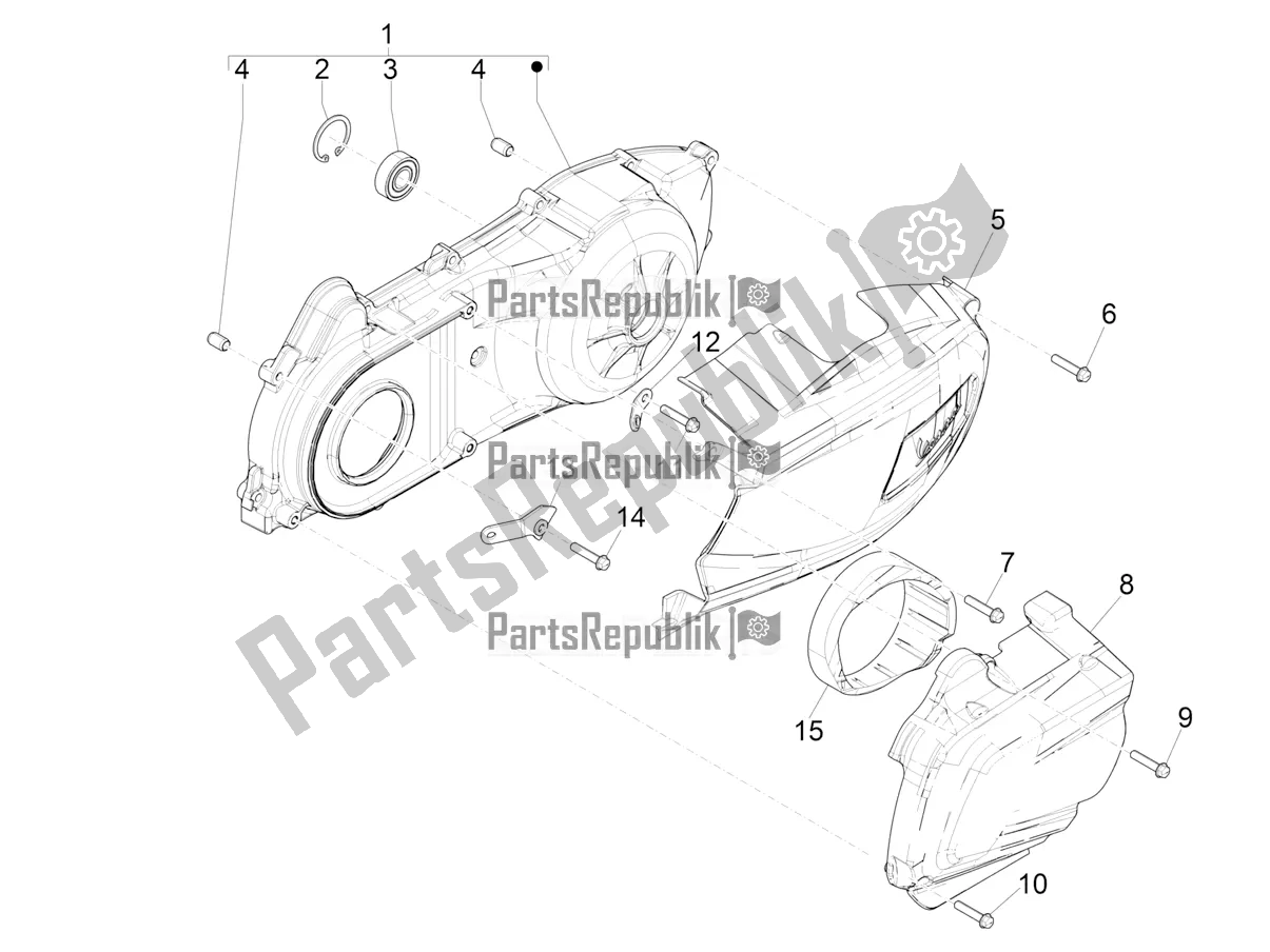All parts for the Crankcase Cover - Crankcase Cooling of the Vespa GTV 300 HPE SEI Giorni IE ABS E5 2021