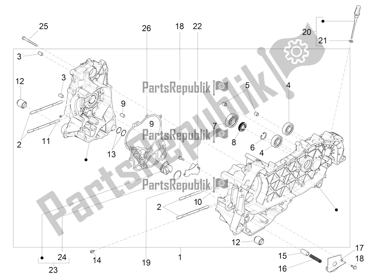 Todas as partes de Bloco Do Motor do Vespa GTV 300 HPE SEI Giorni IE ABS E5 2021