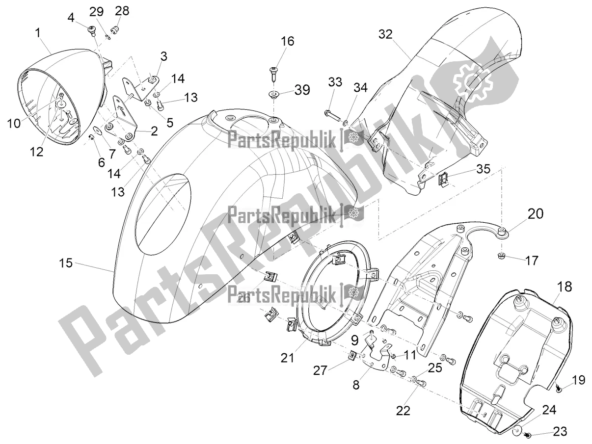 Tutte le parti per il Passaruota - Parafango del Vespa GTV 300 HPE SEI Giorni IE ABS E5 2021