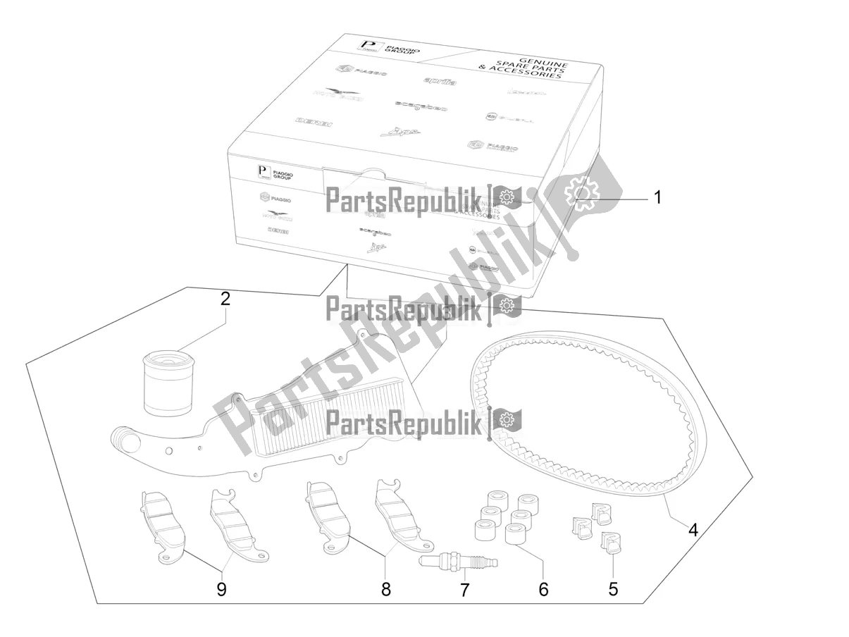 Toutes les pièces pour le Complete Wear And Maintenance Kit du Vespa GTV 300 HPE SEI Giorni IE ABS E5 2022