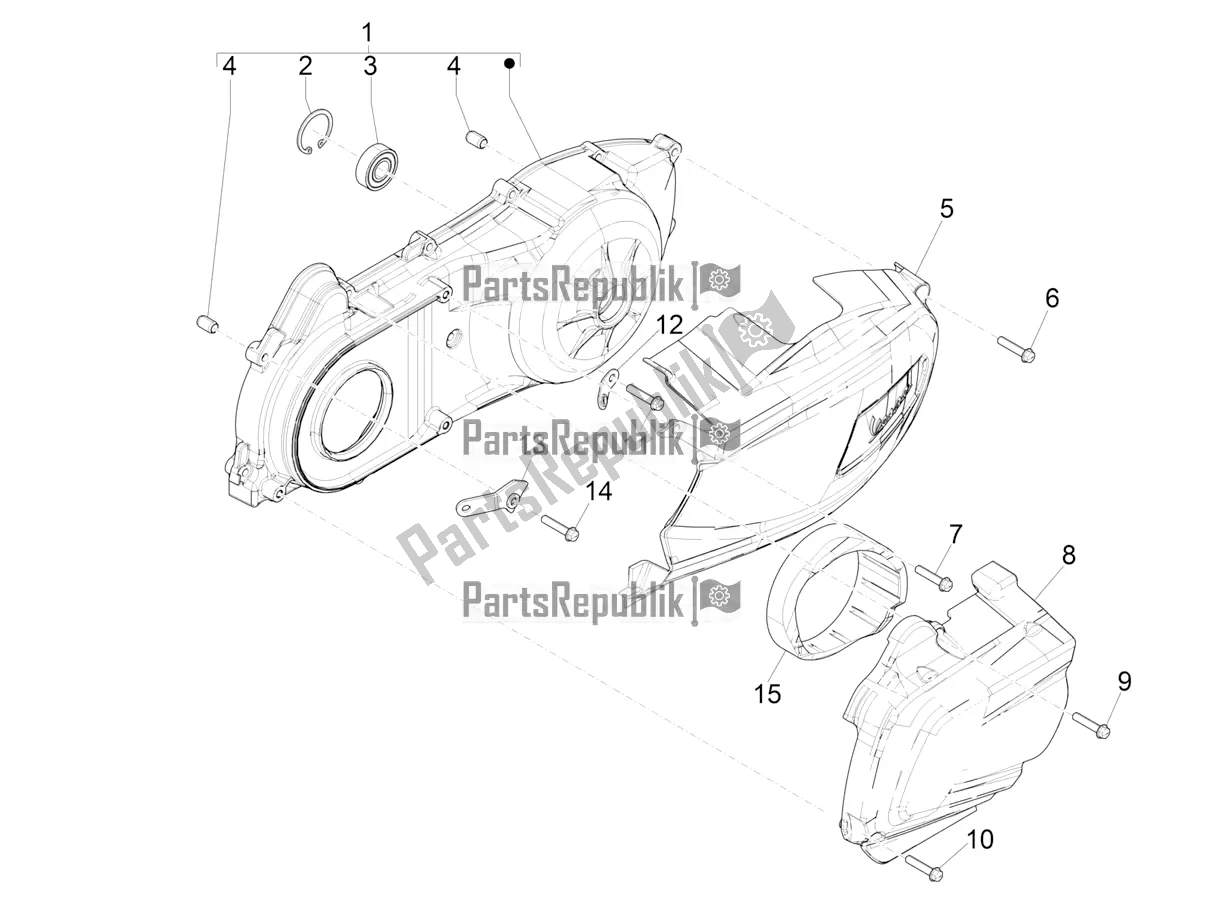 Toutes les pièces pour le Couvercle De Carter - Refroidissement Du Carter du Vespa GTV 300 HPE SEI Giorni IE ABS E5 2022