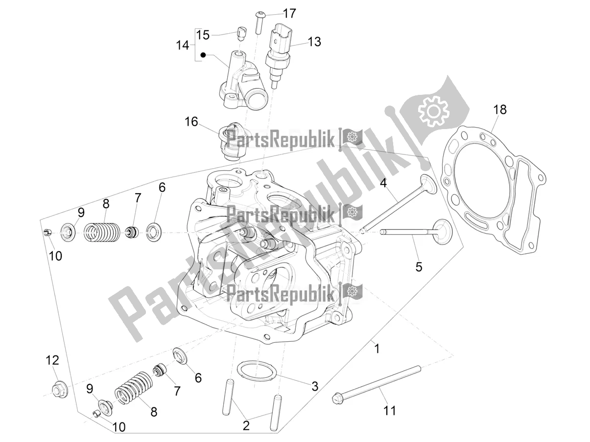 All parts for the Cylinder Head Unit - Valve of the Vespa GTV 300 HPE SEI Giorni IE ABS E5 2022