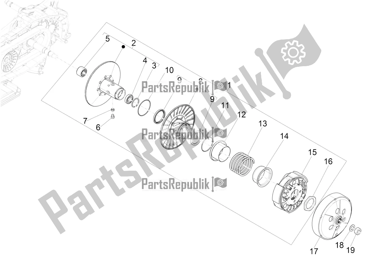 Toutes les pièces pour le Poulie Menée du Vespa GTV 300 HPE SEI Giorni IE ABS E5 2022