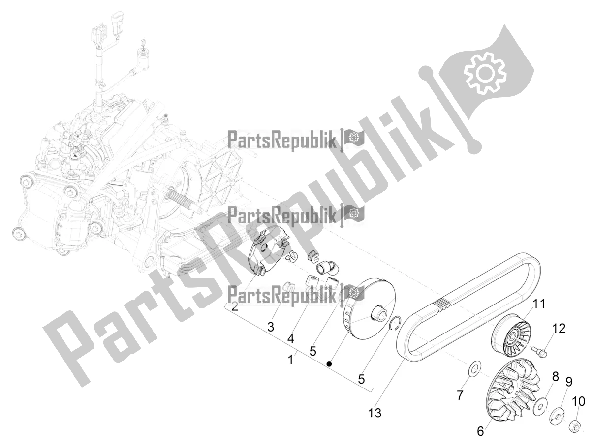 Todas las partes para Polea Motriz de Vespa GTV 300 HPE SEI Giorni IE ABS E5 2022