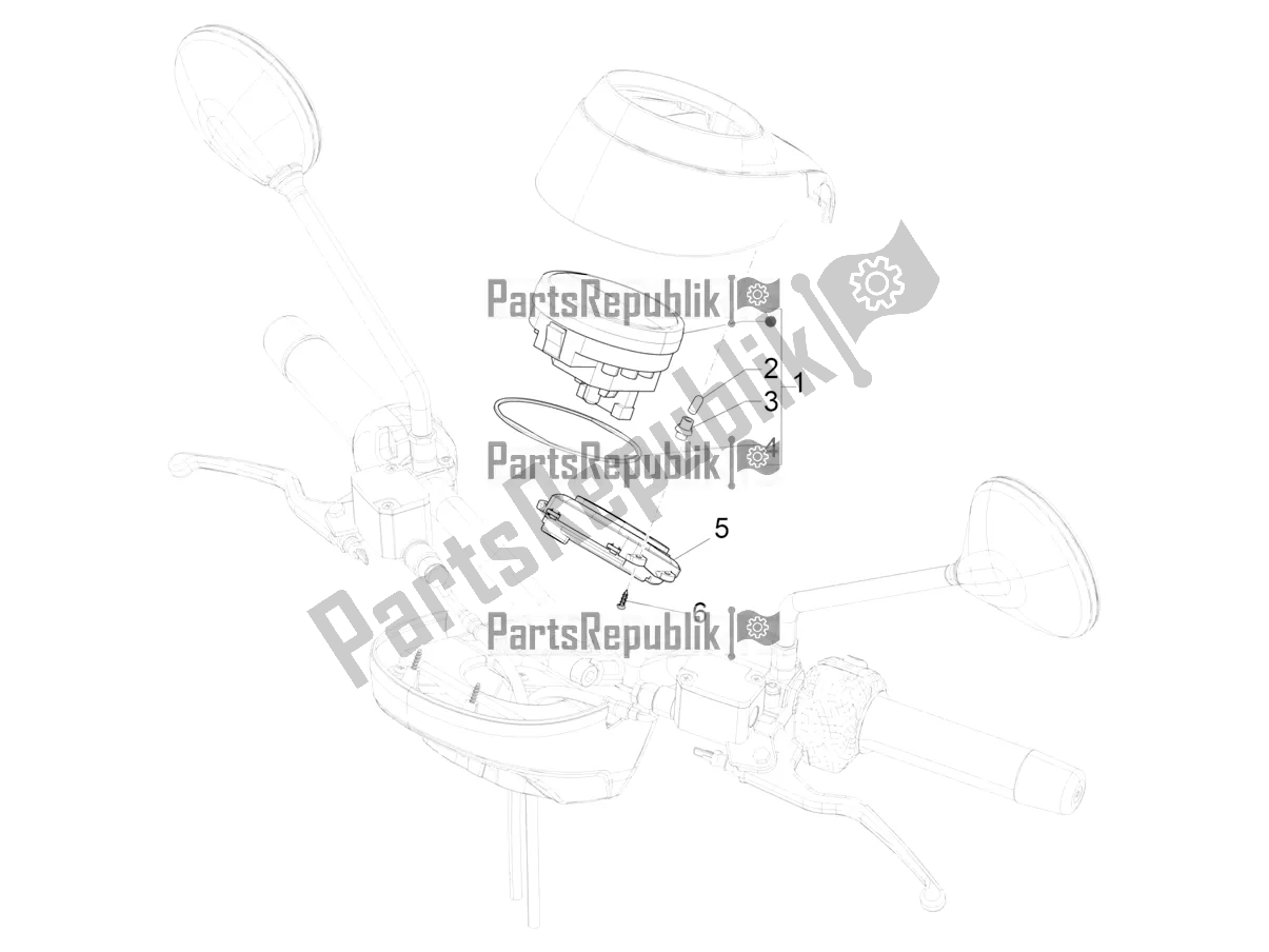 Todas las partes para Combinación De Medidor - Cruscotto de Vespa GTV 300 HPE SEI Giorni IE ABS E5 2022