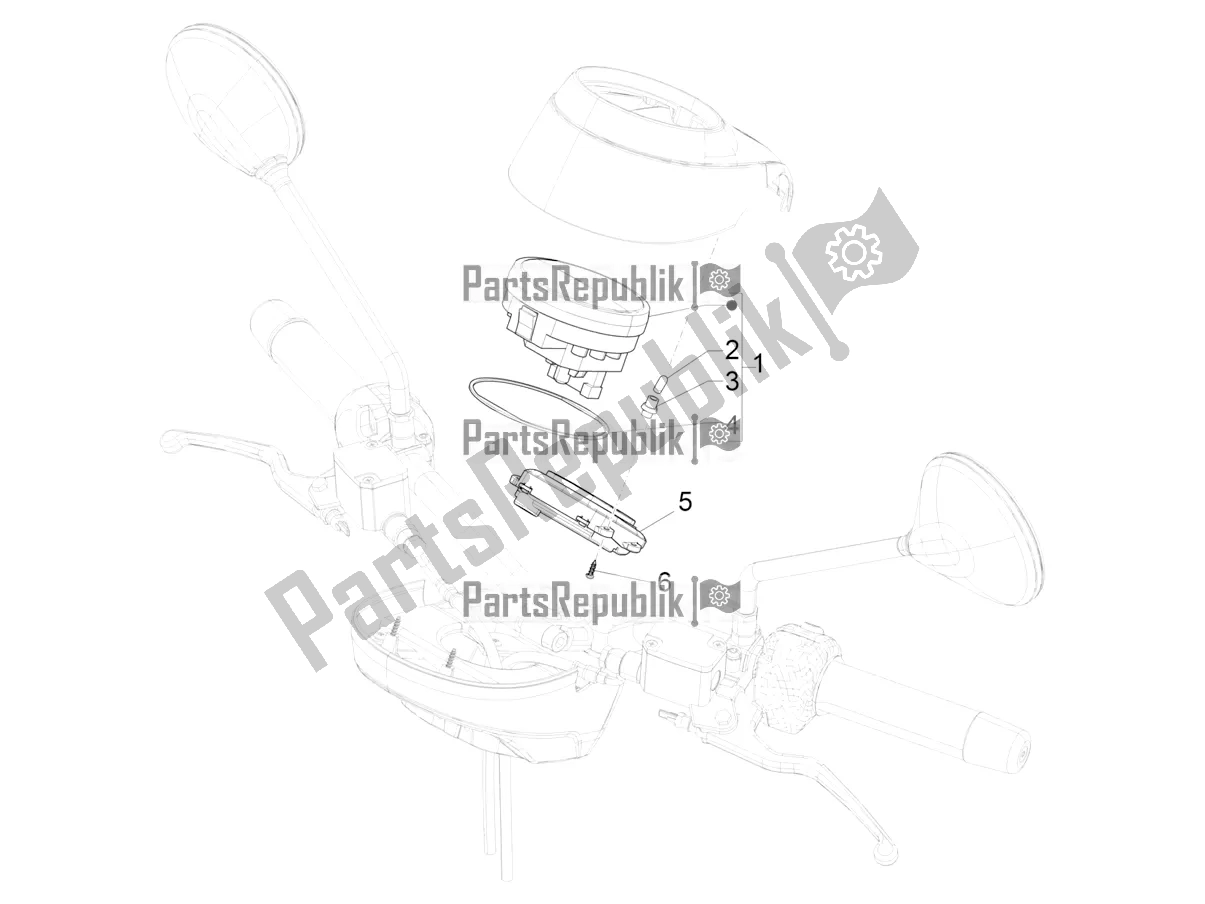 All parts for the Meter Combination - Cruscotto of the Vespa GTV 300 HPE SEI Giorni IE ABS E5 2022