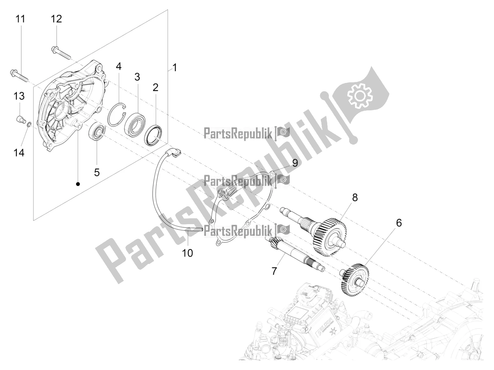 Todas las partes para Unidad De Reducción de Vespa GTV 300 HPE SEI Giorni IE ABS E5 2022