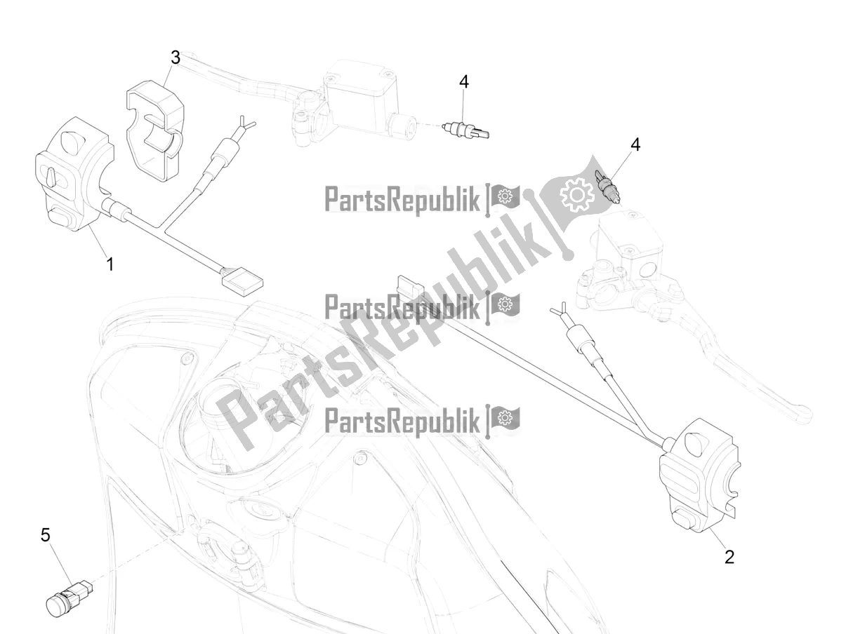 Toutes les pièces pour le Sélecteurs - Interrupteurs - Boutons du Vespa GTV 300 HPE SEI Giorni IE ABS E5 2022