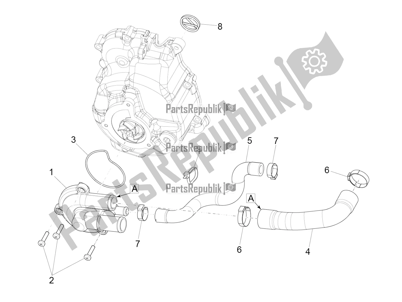 Todas las partes para Bomba De Enfriamiento de Vespa GTV 300 HPE SEI Giorni IE ABS USA 2019