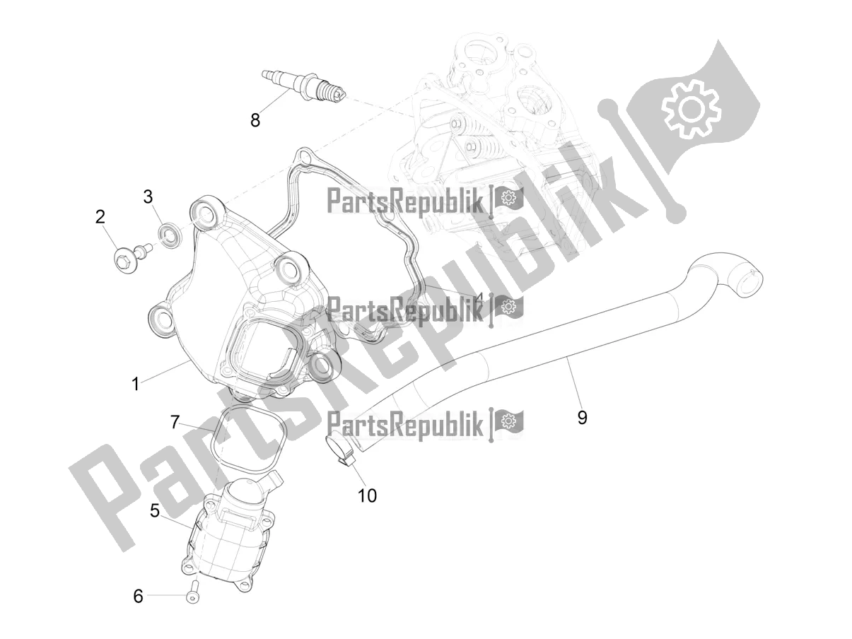 All parts for the Cylinder Head Cover of the Vespa GTV 300 HPE SEI Giorni IE ABS USA 2019