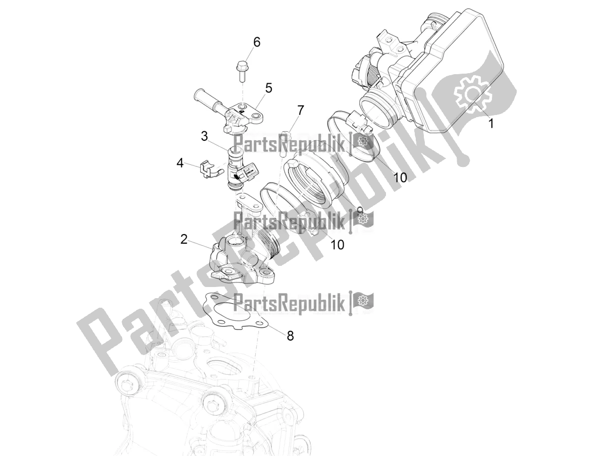 Todas as partes de Throttle Body - Injector - Induction Joint do Vespa GTV 300 HPE SEI Giorni IE ABS USA 2019