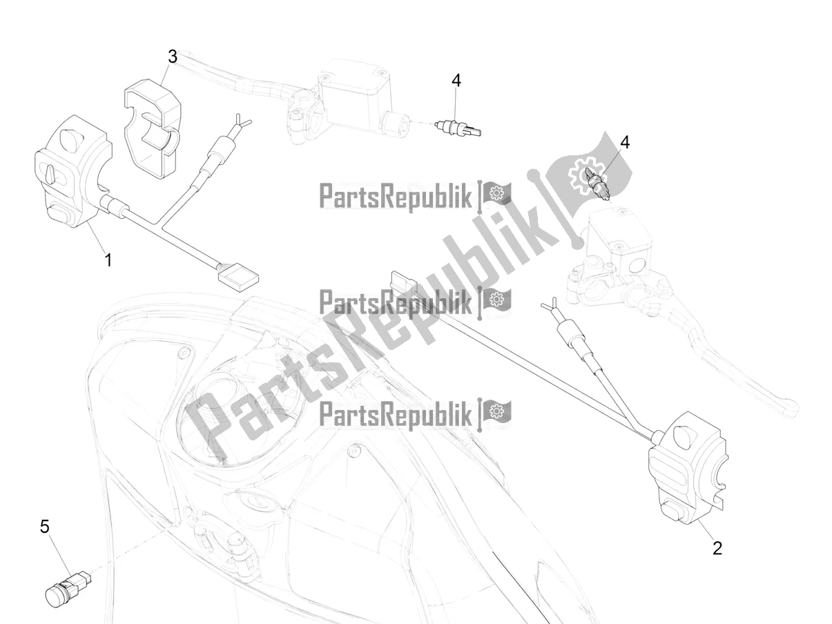 All parts for the Selectors - Switches - Buttons of the Vespa GTV 300 HPE SEI Giorni IE ABS USA 2020