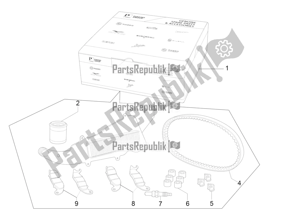 Todas las partes para Complete Wear And Maintenance Kit de Vespa GTV 300 HPE SEI Giorni IE ABS USA 2021