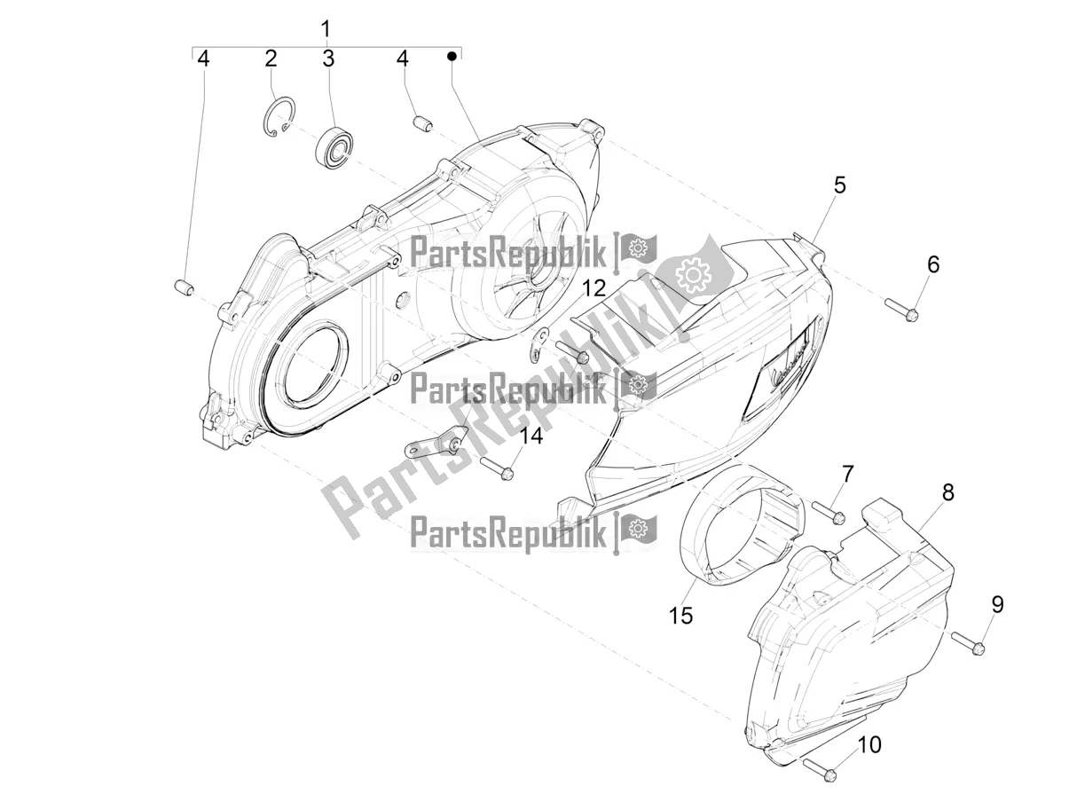 All parts for the Crankcase Cover - Crankcase Cooling of the Vespa GTV 300 HPE SEI Giorni IE ABS USA 2021